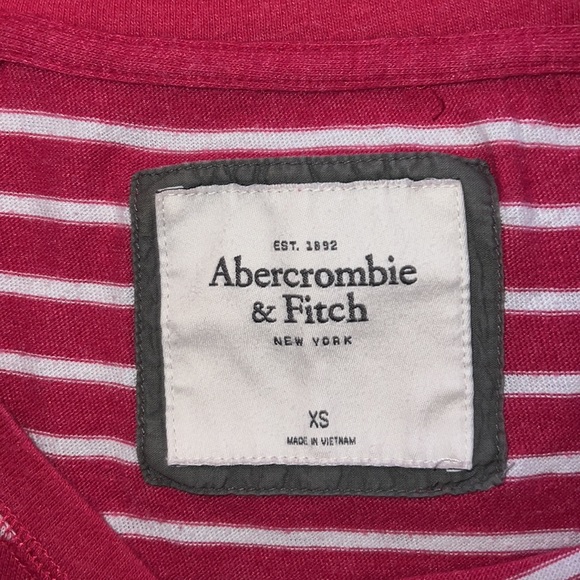 Abercrombie & Fitch Hot Pink & White Striped Longsleeve T-Shirt Size XS - Picture 2 of 3